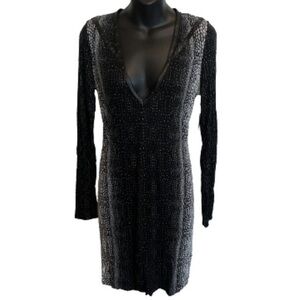 Guess jet black crocodile stud Bodycon dress NWT size L